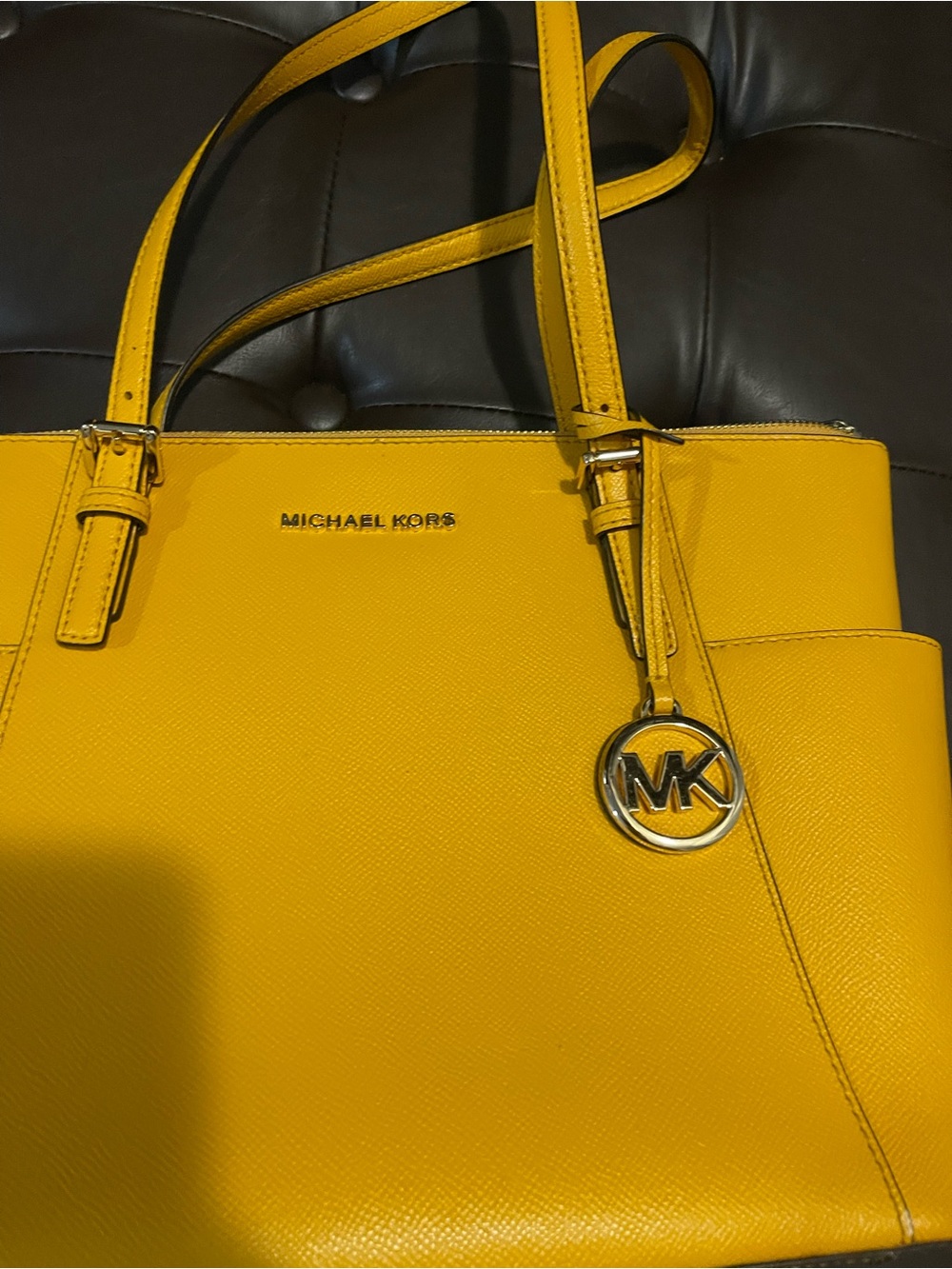 Michael Kors Mustard Saffiano Leather Tote with Gold-Tone Hardware - Picture 2 of 5